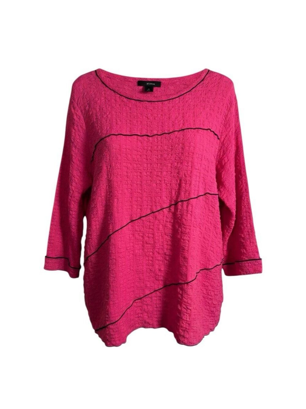 NWT Ali Miles Crinkle Tunic Size 1X Pink Lines Boxy Artsy Lagenlook